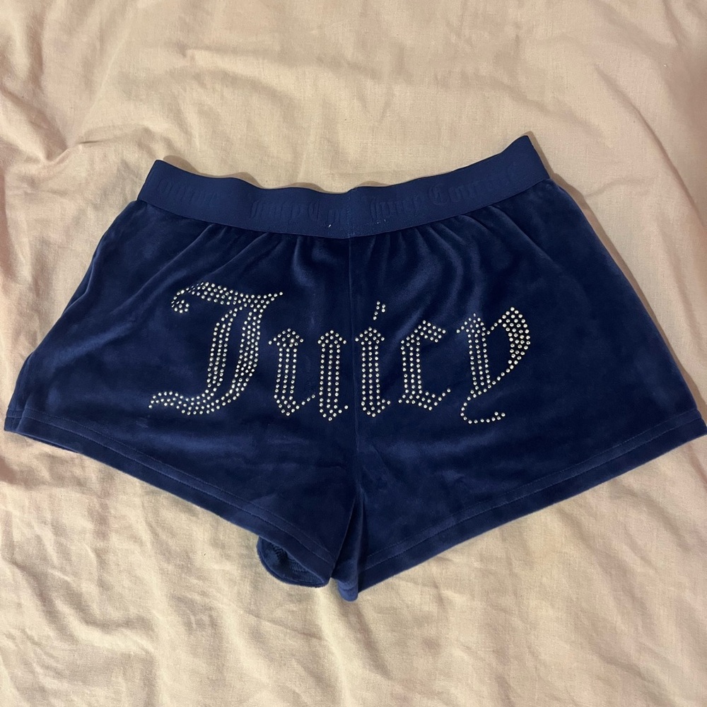 Juicy Couture Blue Athletic Shorts with Rhinestone Embellishments